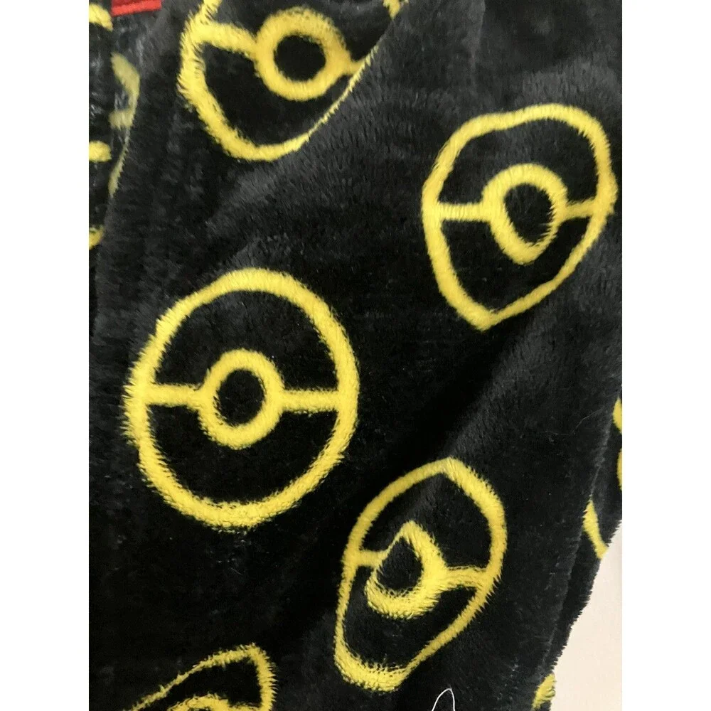 Pokémon Pikachu yellow black tie front soft Plush Kids Bathrobe Size XS (4)